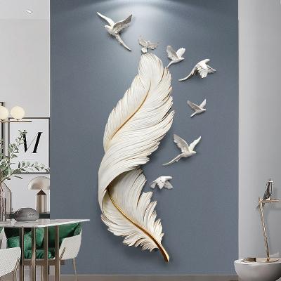 China Living Room LED Feather Wall Lamp Durable Light Luxury Painting Nordic Decoration Metal Wall Lamp Art Home Decor for sale