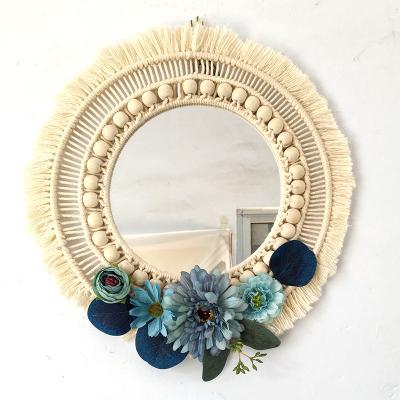 China Craftsman Artificial Flower Decoration Makeup Dressing Mirror Hanging Wall Mirror Creative Home Decor for sale