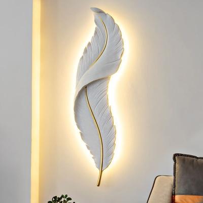 China Luxury Creative Feather Wall Lamp Bedroom Bedside Lamp Living Room Modern Simple Light Sofa Tv Background Wall Decoration for sale