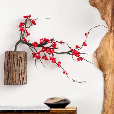 China New Durable Chinese Style Flower Wall Decoration Tree Stump Vase Plum Blossom Wall Decoration Solid Wood for sale