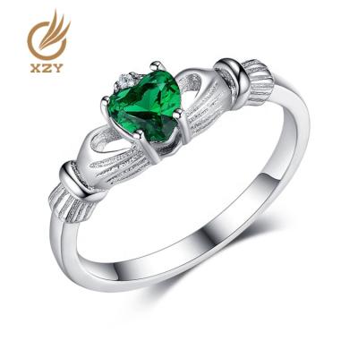 China Emerald Glass 925 Sterling Silver Ring Jewelry Supplier of XZY FASHIONABLE Custom Creative Design for sale