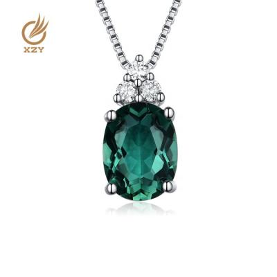 China XZY Romantic 925 Sterling Silver Jewelry Pendant With CZ Stone And Green Crystal Oval Shape for sale