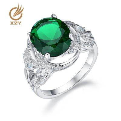 China XZY New Design TRENDY Women Silver Jewelry 925 Sterling Ring With Cubic Zircon And Aventurine for sale