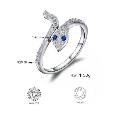 China TRENDY Wholesale Price With CZ Fashion Design 925 Sterling Silver Minimalist Snake Ring Women for sale