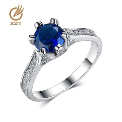 China Trendy Fashion Jewelry Sapphire Glass Wedding Rings 925 Sterling Silver Rings For Women from XZY for sale