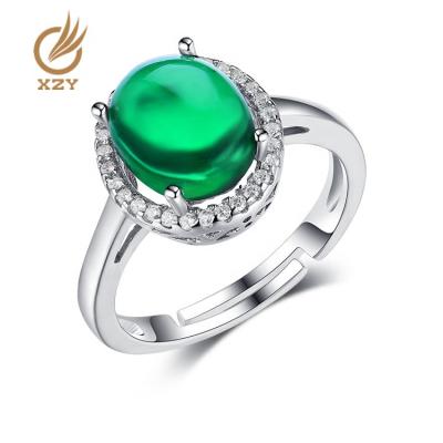 China XZY Factory Supply Design FASHIONABLE Classic Green CZ Glass 925 Ring 925 Silver Women for sale