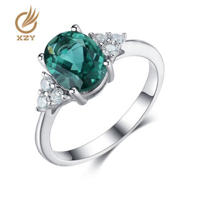 China FASHIONABLE XZY Supply Synthetic Green Quartz Engagement Rings Sterling Silver 925 Rings Jewelry For Women for sale