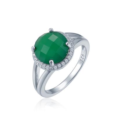 China 2021 New Design CLASSIC Green Agate Zircon Stone Sterling Silver Women's Rings for sale