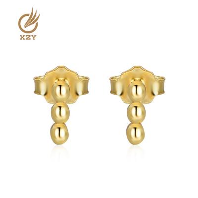 China XZY Romantic Wholesale Simple Design 925 Sterling Silver Gold Plated Mini Bar Stud Earrings For Women for sale