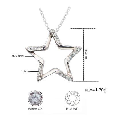 China Fashion romantic star design romantic s925 sterling silver pendant with zircon for daily wearing for sale