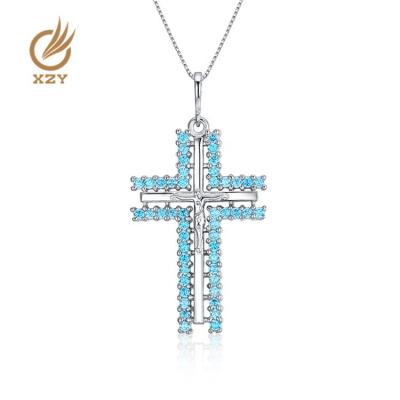 China XZY Fashion Trendy Wholesale New Design With 48 Cubic Zirconia 925 Sterling Silver Cross Pendant For Women for sale