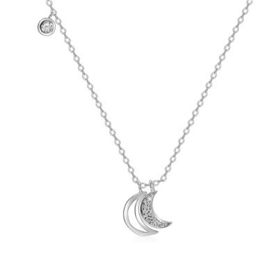 China XZY Romantic Wholesale Price 925 Sterling Silver Moon Necklace Chain With CZ Stone for sale