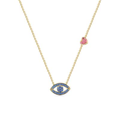 China XZY Fashion Romantic Custom Creative Gold Plated CZ 925 Sterling Silver Quartz Necklace Eyes Design for sale