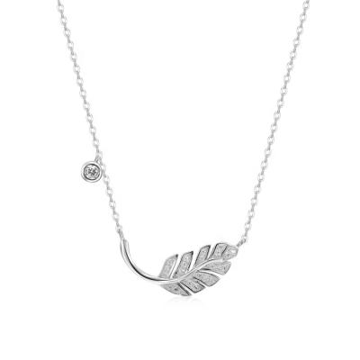 China XZY Design CZ Stone Romantic Elegant Leaf Stone Wholesale 925 Sterling Silver Necklace Jewelry Woman for sale