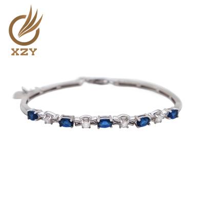 China Casual / Sporty 925 Single Link Bracelet Classic Silver Color Stone And Rhodium Plating for sale