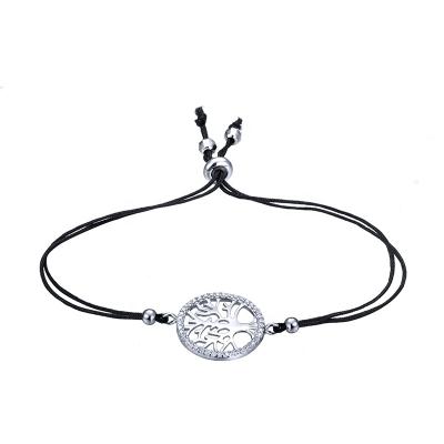 China Cute Design Unisex Red String Fashion Black Rope Knotted Bracelet 925 Silver For Diary for sale