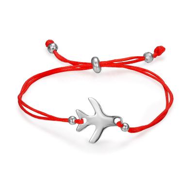 China XZY Wholesale Cute Lightweight Red 1.39g Rope And Red 925 Sterling Silver Airplane Shape Lucky String Bracelet for sale