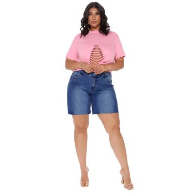 China Breathable Customized Summer Fashion Women's Casual High-waisted Wraparound Split Plus Size Denim Short Skirt for sale