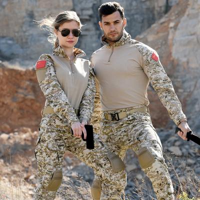 China Camouflage Desert Commando Soldier Training Combat Uniform Jacket Tactical Uniform Male Pant Suit Field Anti-Static Uniform for sale