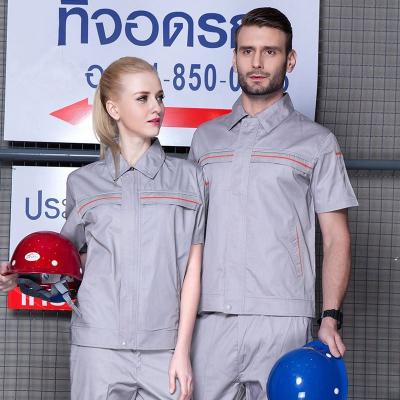 China Polyamide Workshop Uniform Women Men Work Clothing Cotton Short Sleeve Shirt Pants 2Pcs Set Workwear Workwear Custom for sale