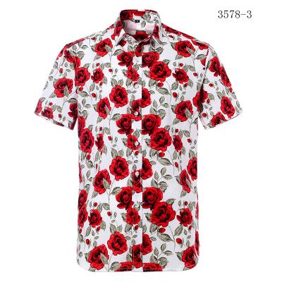 China Mens Summer Beach Anti-Pilling Casual Floral Print Short Sleeve Shirts Regular Fit Turn Down Collar Tops Hawaiian Shirt For Men for sale