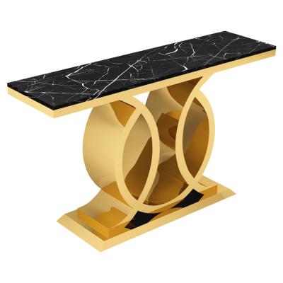 China Luxury modern simple light stainless steel table light luxury wind marble table near the wall, door and hallway for sale