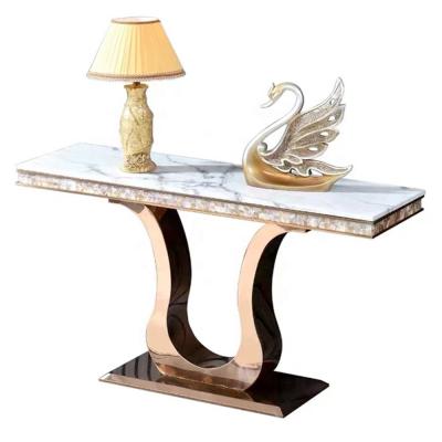 China Luxury Light Luxury Furniture Light Luxury Gold Plated Stainless Steel White Marble Table Luxury Living Room Furniture for sale