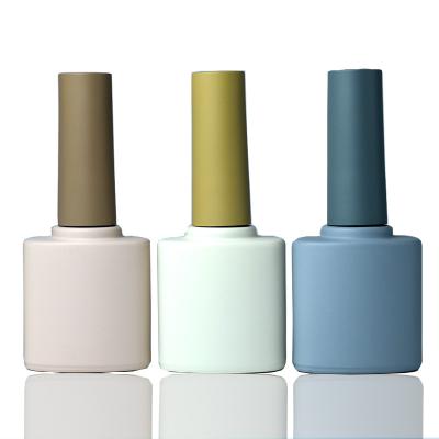 China Empty Glass Cosmetic Nail Polish Bottle Square 12ML Packaging Matte Frosted Nail Glass Bottle for Color Gel Nail for sale