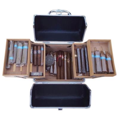 China Best Use Aluminum Cigar Gift 50ct Cigar Travel Case Box Travel Suitcase for sale