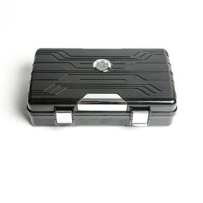 China Freshness Preservation Anti Smell Proof Air Crush Double Loop 10ct Cigar Travel Humidor Tight Container for sale