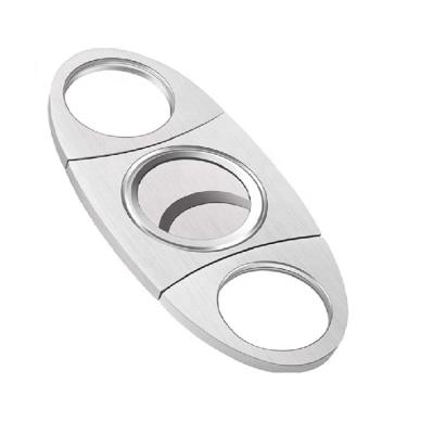 China Minimalist ROCKGEAR Stainless Steel Cigar Cutter With Leather Package for sale