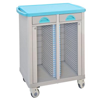 China Modern Cheap Price 50 Cases Patient File Folder Disc Trolley With Drawer for sale