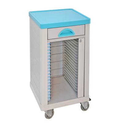 China 20 Grid Modern Direct Hospital Factory Medical Record Trolley With Drawer for sale