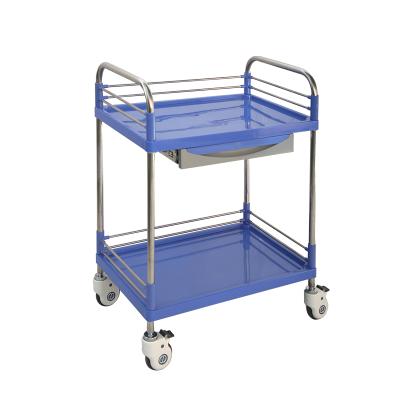 China Modern hot sale medical steel plastic trolley with stainless steel guardrail for sale