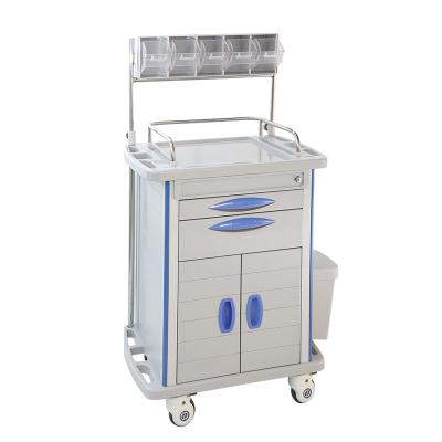 China Modern High Quality Hospital ABS Stainless Steel Anesthesia Trolley With Wheels for sale