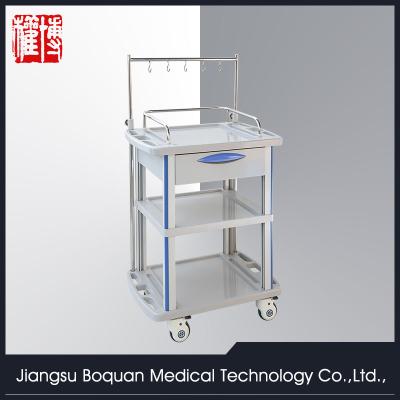 China Hospital Trolley One Drawer Plastic-Steel Columns With A Plate For Loading Mid Size ABS Transfusion Trolley for sale