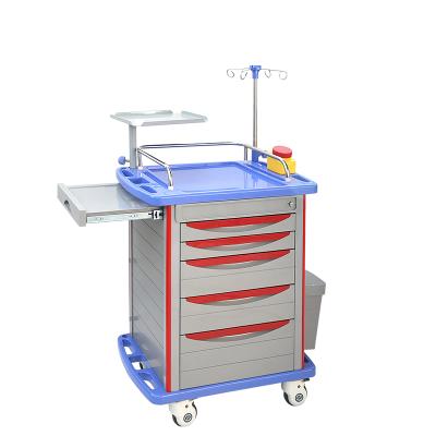 China ABS Modern High Quality Mobile Hospital Crash Trolley Medical Emergency Medicine Trolley for sale