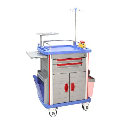 China Modern ABS Hospital Trolley Medical Emergency Crash Trolley With Luxurious Brake Wheels for sale