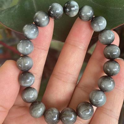 China Wholesale High Quality Natural Gray Gemstone Quartz Bracelet 8-10MM Hawk's Eye Stone Beads Bracelet For Men And Women Jewelry for sale