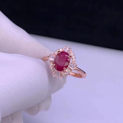 China Sterling Silver Natural Gemstone Red Resizable Inlaid Exquisite CLASSIC Ruby Ring Wedding Engagement Ring for sale