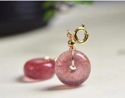 China Wholesale High Quality Natural Strawberry Crystal Peace Buckle Pendant From Europe Factory For Jewelry Making for sale