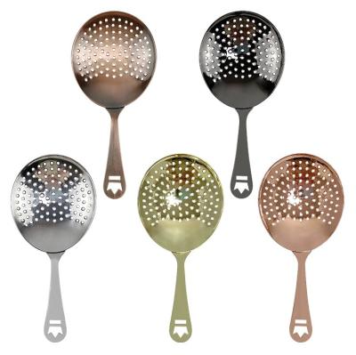 China Viable Silver Stainless Cocktail Mesh Juice Ice Strainer Steel Bars Tool Kit Julep Filter Rose Gold Black for sale