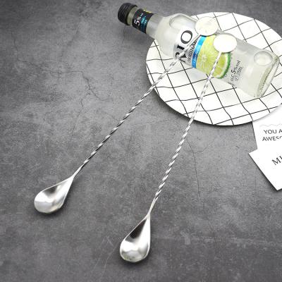 China Viable Colored Metal Twisted Stainless Steel Bar Bar Tool Cocktail Coffee Mixing Spoon for sale