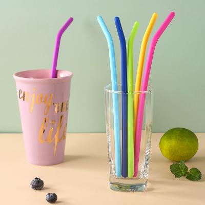 China Viable Silicone Reusable Drinking Silicone Portable Bent Straw for sale