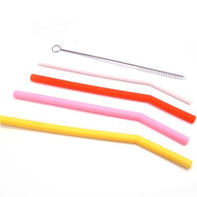 China Viable Fancy Silicone Portable Reusable 6*170mm Bent Cocktail Food Grade Travel Drinking Straws for sale