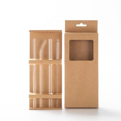 China Sustainable Hot Selling Clear Recyclable Drinking Glass ECO Straw 6pcs Set for sale