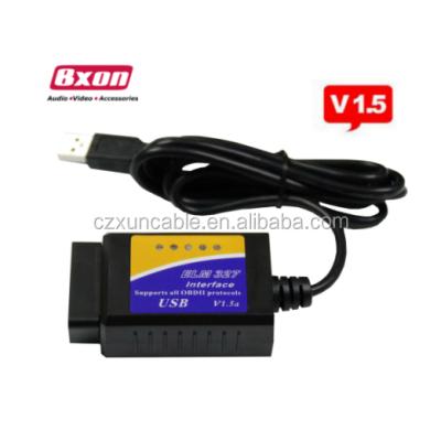 China USB Interface OBD2 ELM327 V1.5 Electronic Car Scanner Chip Fault Code Diagnostic Tool for sale