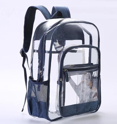 China Clear Plastic Children School Transparent Waterproof Safety Shoulder Bag Backpack for sale