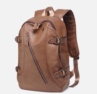 China Vintage Brown Faux Theft Waterproof Premium Anti Full Leather Laptop Management Computer Luxury Grain Leather Backpack for sale