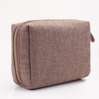 China Custom Printed Fashoion Small Makeup Pouch Canvas Zipper Men Travel Toiletry Jute Cosmetic Bag For Travel for sale